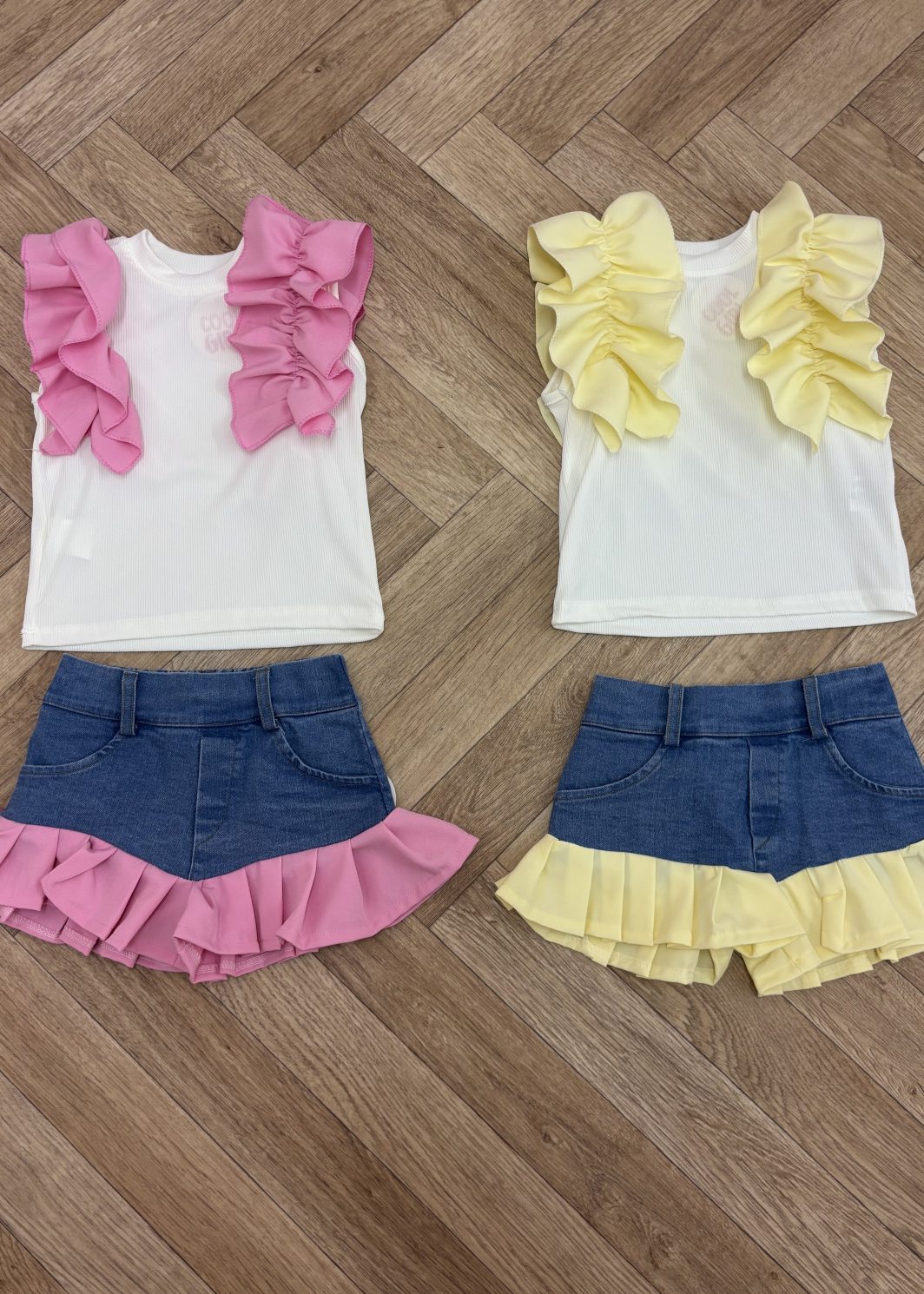 POLLY girls frilly denim short set