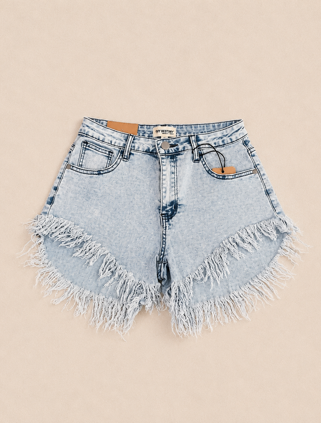 DAISY light denim frayed shorts