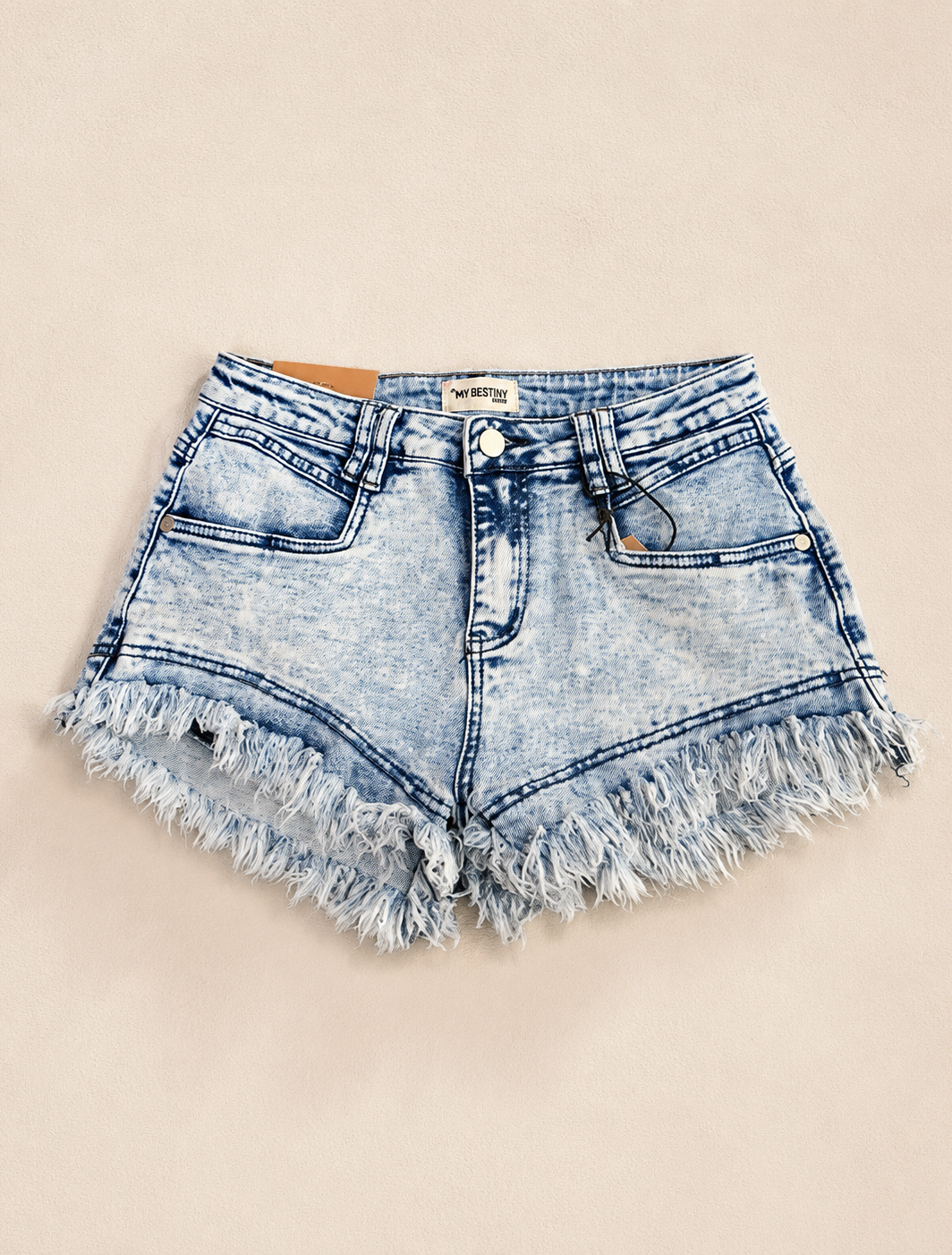 DALLAS acid wash fray denim hotpants