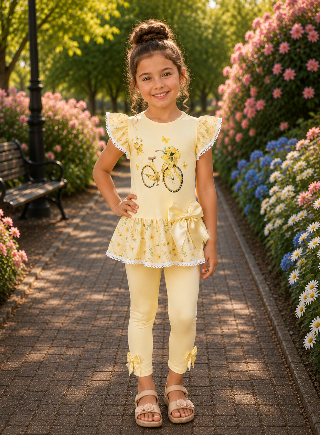 ROSALIE yellow diamond bow diamond legging set