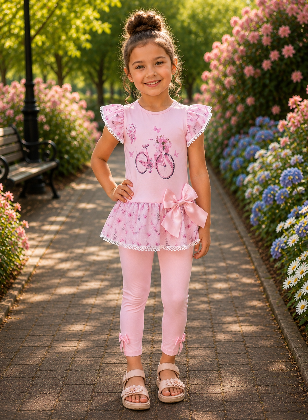 ROSALIE pink diamond bow diamond legging set