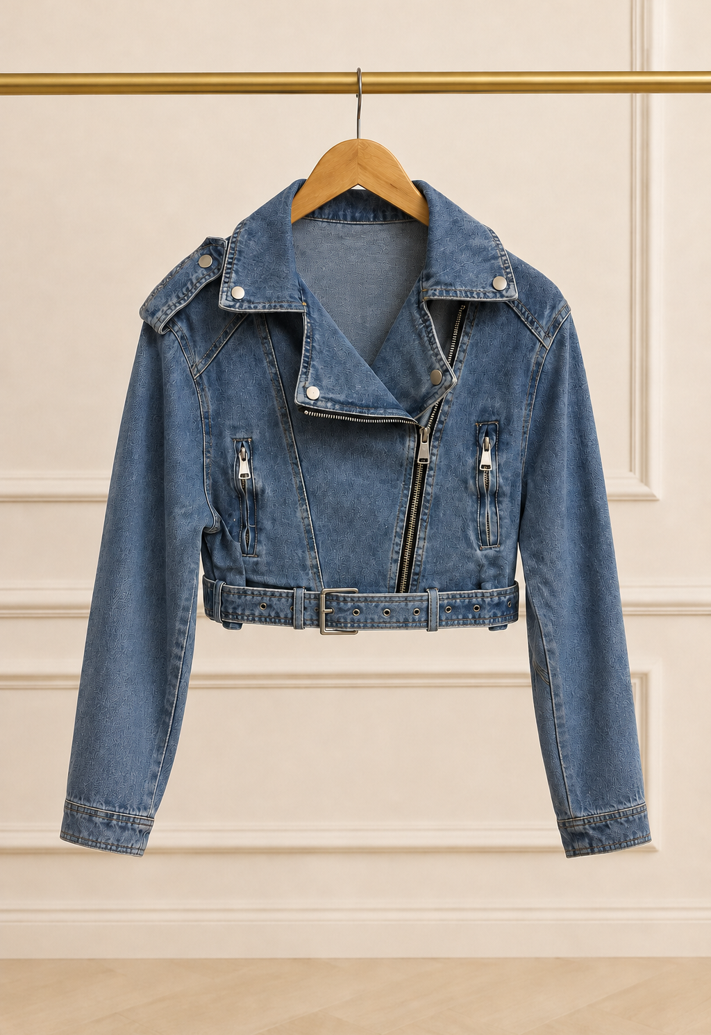 HALLIE denim belted jacket