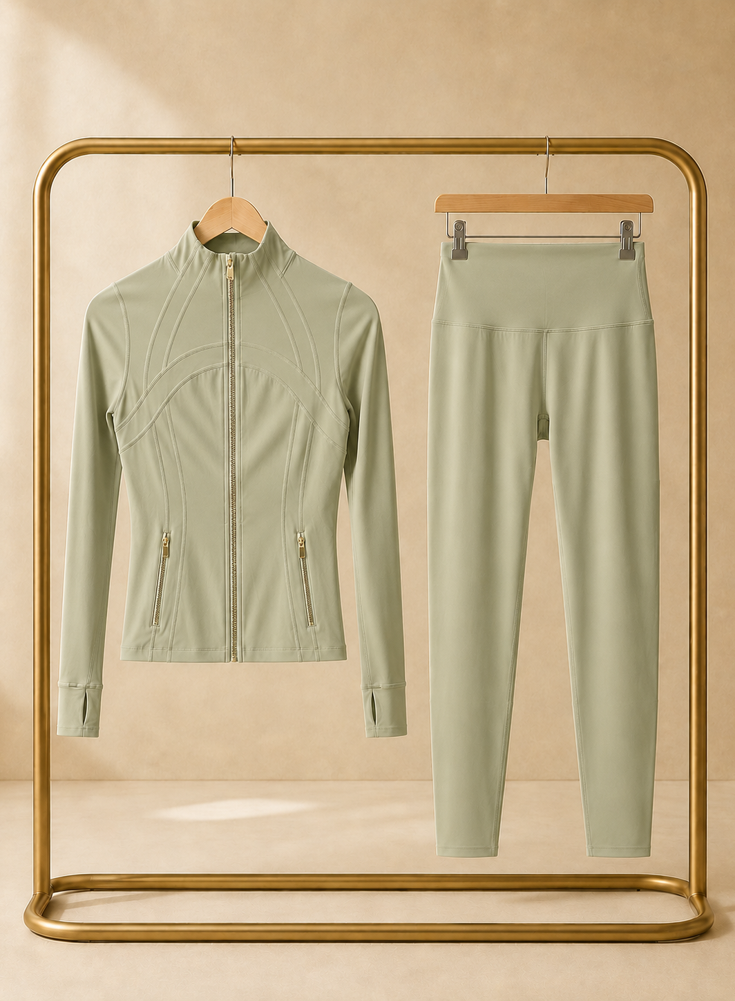 CORALENA khaki scuplt gym legging set