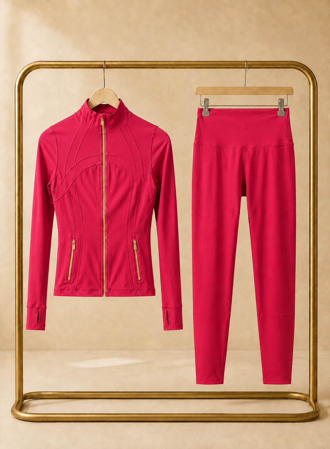 CORALENA red scuplt gym legging set