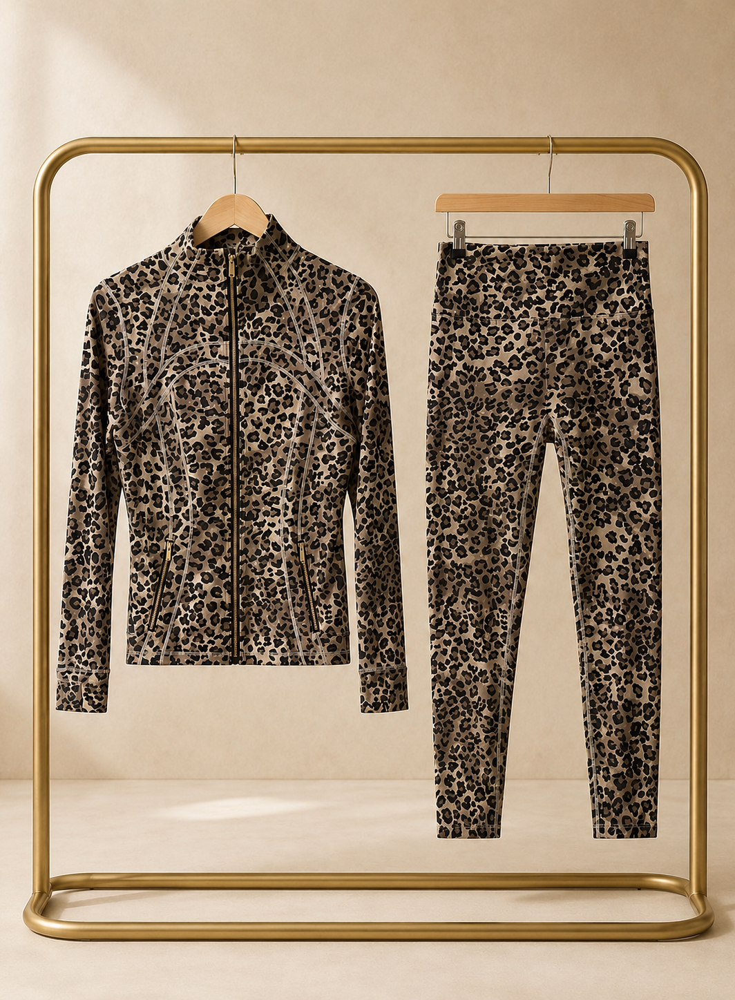 CORALENA leopard print scuplt gym legging set