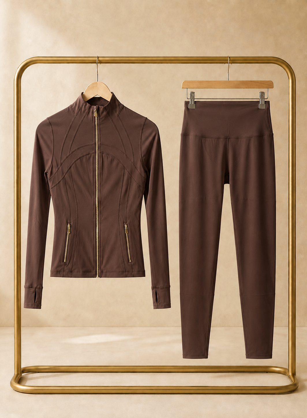 CORALENA brown scuplt gym legging set