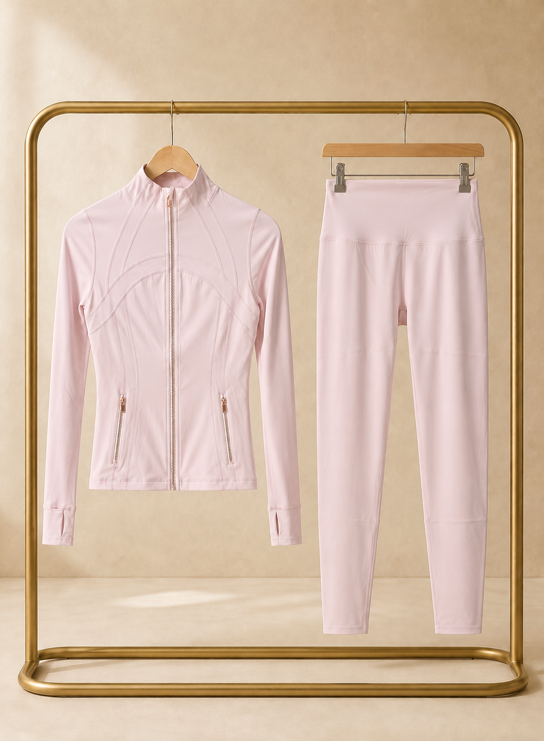 CORALENA baby pink scuplt gym legging set