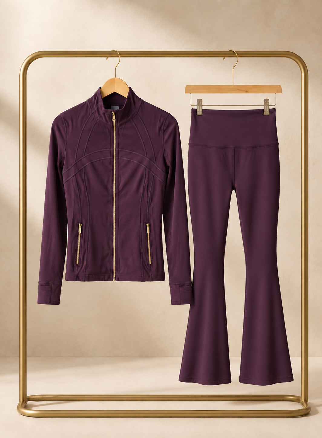 CORALENA plum sculpt flared gym set