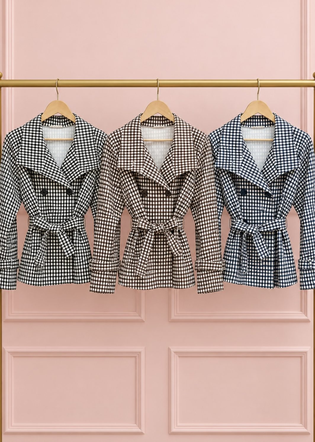 GEORGIA checked belted jacket