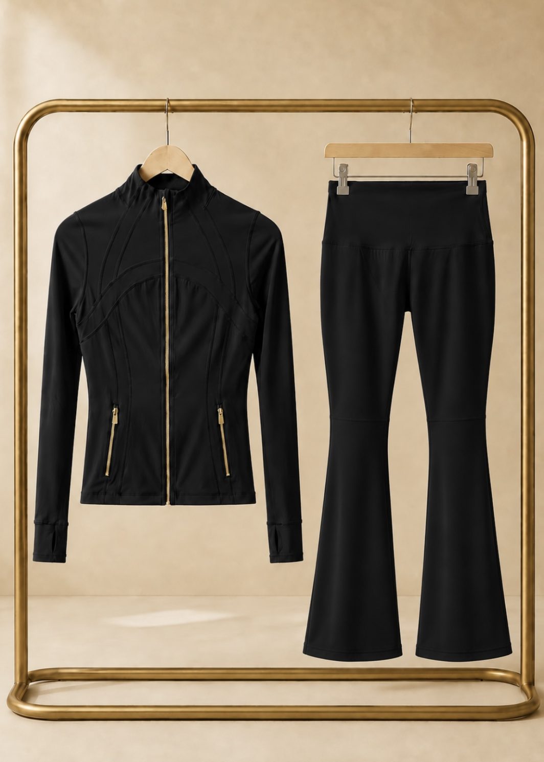 CORALENA black sculpt flared gym set