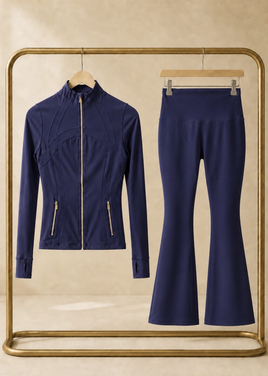 CORALENA navy sculpt flared gym set