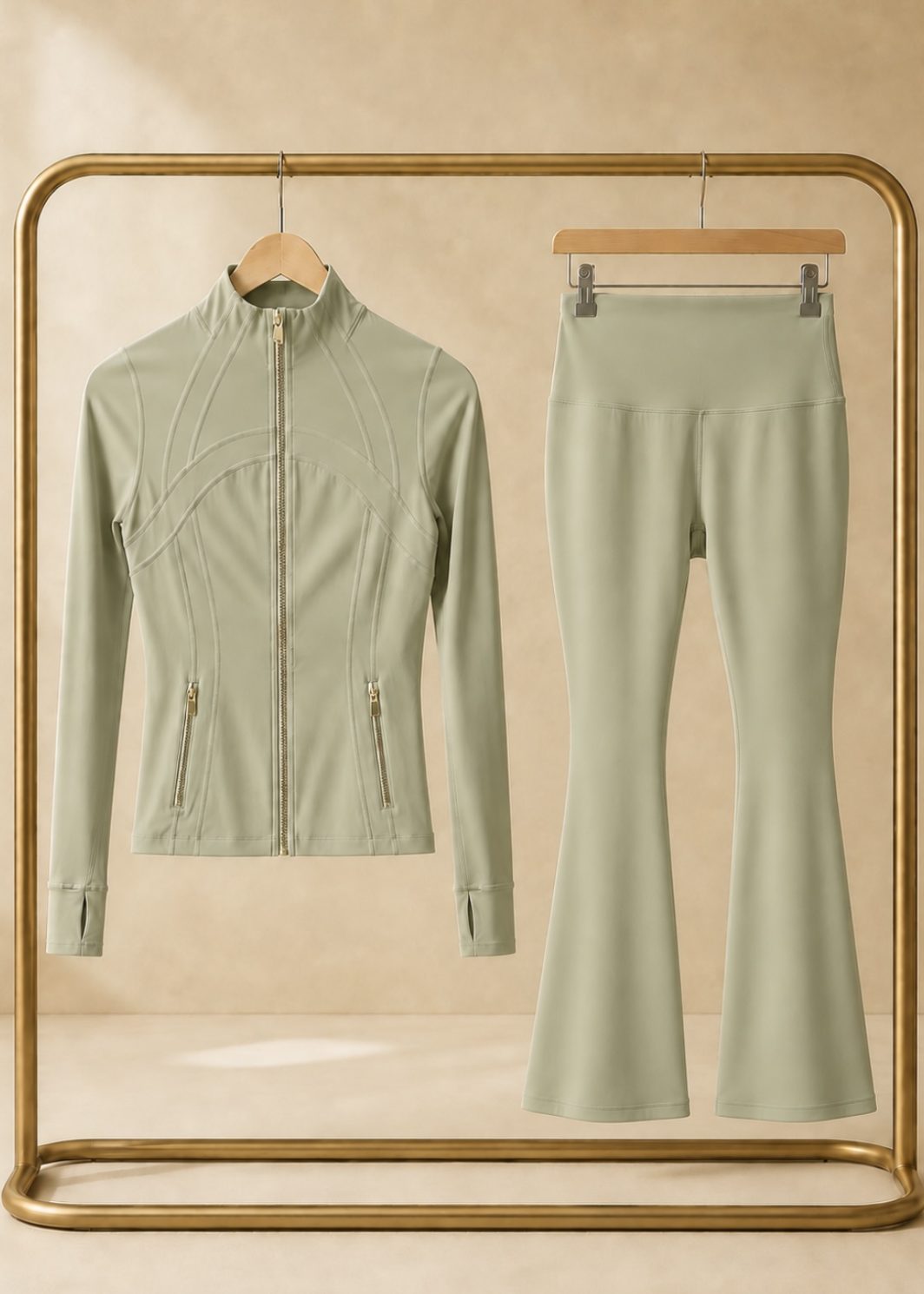 CORALENA khaki sculpt flared gym set