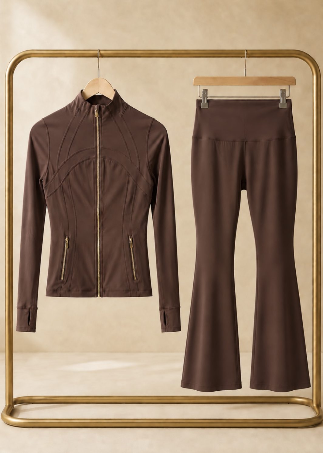 CORALENA brown sculpt flared gym set